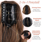 18" Ponytail Extension, Claw Clip Ponytail Extensions for Women Wavy Pony Tails Hair Extensions Fluffy Natural Looking Synthetic Hairpiece for Daily Use (Light Brown Mixed Honey Gold)