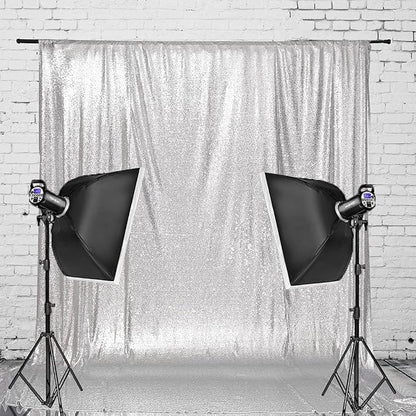 PartyDelight Silver Sequin Backdrop Curtains 6x8ft | Sparkly 3mm sequins by PartyDelight