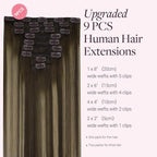 GOO GOO Clip in Hair Extensions Real Human Hair, Remy Human Hair Extensions Clip ins for Women, Natural Human Hair, 24inch 150g 9Pcs, #4/26/4 Balayage Chocolate Brown to Honey Blonde