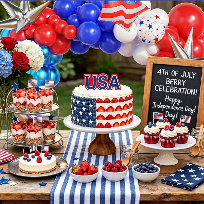 153Pcs 4th of July Balloon Arch Garland Kit Red White and Blue Party Decorations - Image 5