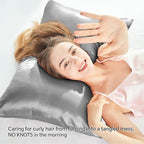 BEDELITE Satin Pillowcase with Zipper 4 Pack, Grey Pillow Cases King Size, Super Soft and Cooling Similar to Silk Pillow Cases, Gift for Women Men(20x40 Inches)