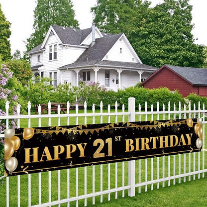 Large Happy 21st Birthday Decoration Banner, 21st Party Decorations Supplies - Image 5