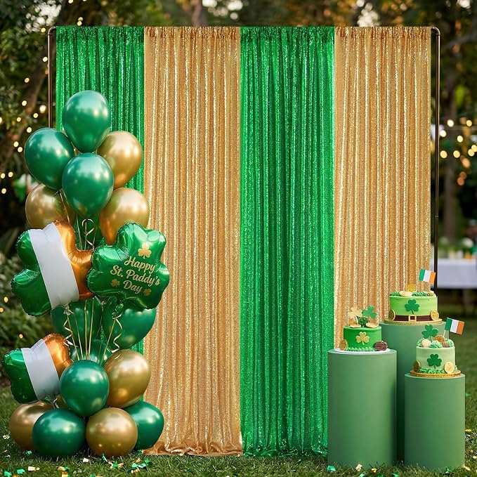 Green Sequin Backdrop Curtains-1 Panel 3FTx8FT Green Backdrop - Image 4