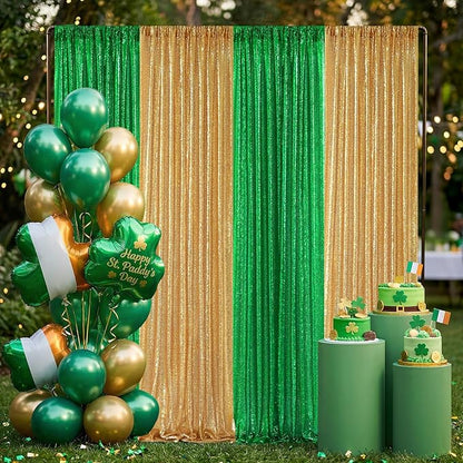 Green Sequin Backdrop Curtains-2 Panels 2FTx8FT Green Backdrop - Image 5