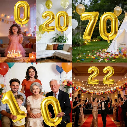 40 Inch Number 70 Balloons for 70th Birthday Party Decorations, 0-100 Gold - Image 7