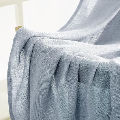 MIULEE Chambray Blue Linen Curtains 52x90 Inch Long - Image 6