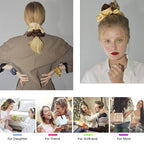Scrunchies Hair Ties for Women - Big Silk Satin Scrunchie Exra Large Jumbo Gaint Oversized Cute Scrunchy for Curl Thick Hair Ligas Para el Cabello De Mujer Decorations Hair Accessories Gift for Girls