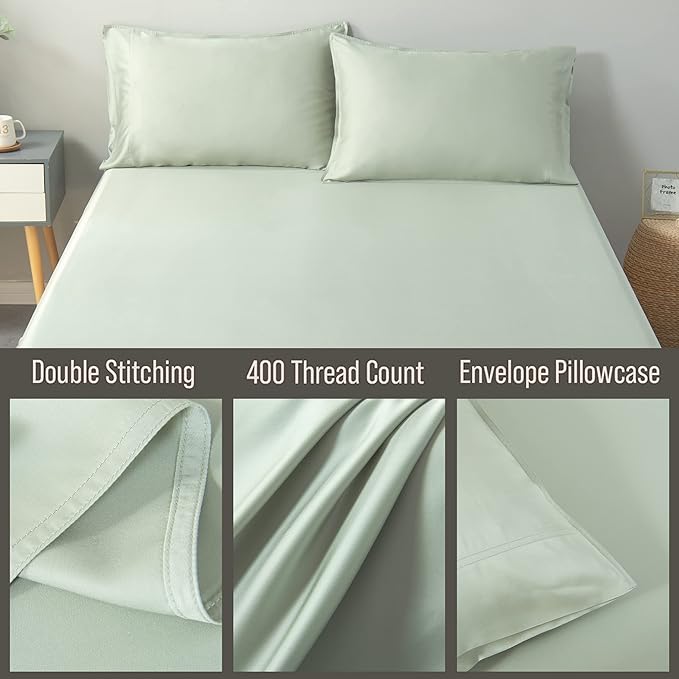 Bella Coterie | Luxury Bamboo Viscose King Size Pillowcase Set | 100% Organically Grown | Ultra Soft | Cooling | 2 Pcs [Sea Glass]