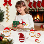 Premium Christmas Hair Clips for Women, Small Cute Acetate Hair Duckbill Clips for Girls, Kids Hair Accessories for Girls with Gift Box-SANTA SMILES