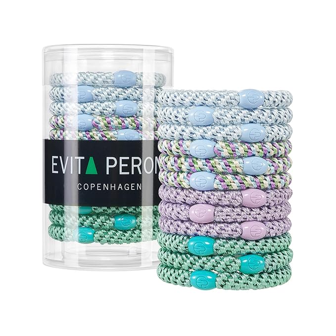 EVITA PERONI 12 Pcs Hair Ties, High Elastic Ponytail Holders, Hair Ties No Damage for Thick Curly Hair Women Men (Coastal Breeze)