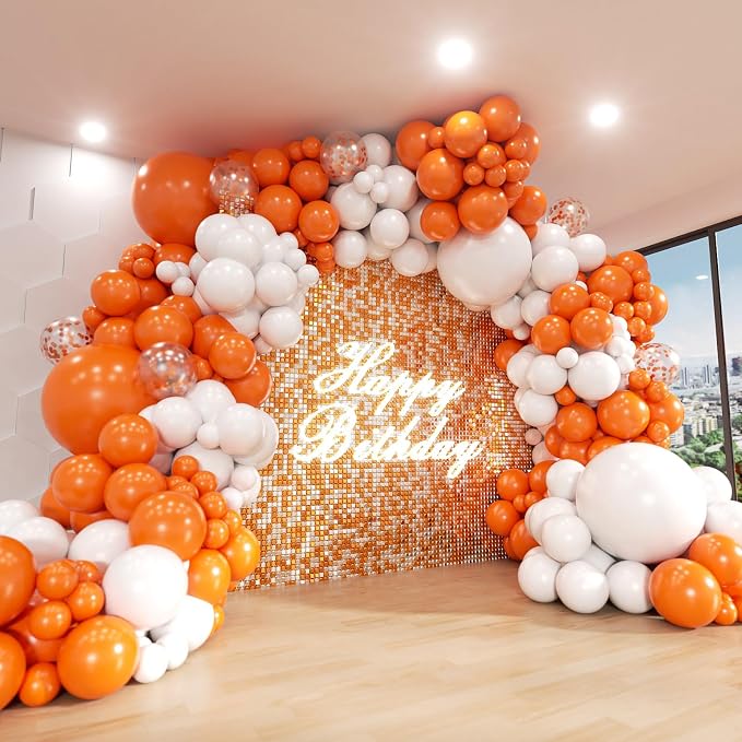Orange and White Balloon Arch Kit, ADOINBY 140Pcs White and Orange Balloons by ADOINBY