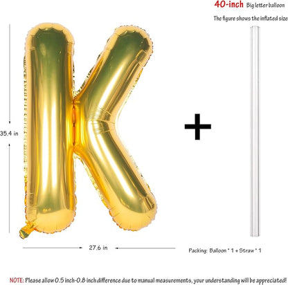 Letter Balloons 40 Inch Giant Jumbo Helium Foil Mylar Gold K | - Image 2