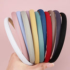 XIMA Solid Fabric Headbands for Women and Girls, 10mm Soft Satin Thin Non-Slip Hairbands, Set of 12