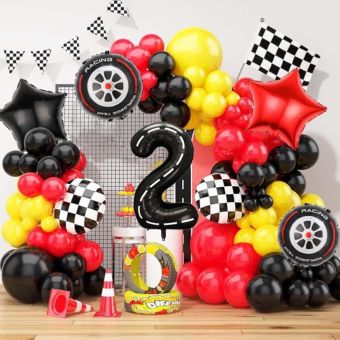 Race Car Balloons, 40 Inch Racetrack Number 2 Balloon, Big Number Balloons Black - Image 5
