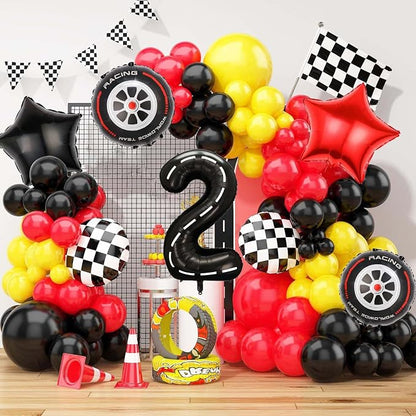 Race Car Balloons, 40 Inch Racetrack Number 2 Balloon, Big Number Balloons Black - Image 5