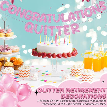 Fulmoon Pre Strung Congratulations Quitter Glitter Banner Funny Retirement - Image 6