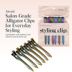 Kitsch Professional Alligator Clips for Hair Styling – 3.5" Aluminum Hair Sectioning Clips for Salon & Makeup Application | Lightweight for Stylists | Ideal Gifts for Women – Iridescent, 6 Pcs