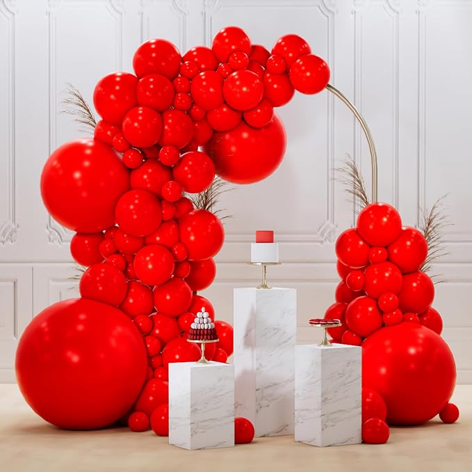 PartyWoo Red Balloons 99 pcs Different Sizes of 36 18 12 10 5 Inch Red Balloon by PartyWoo