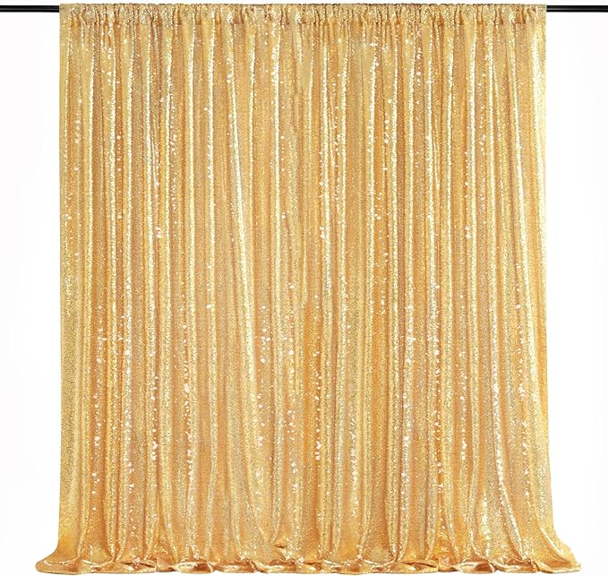 7ft x 7ft Gold Sequin Backdrop Curtain Glitter Photo Booth Backdrop | Glitter by QueenDream