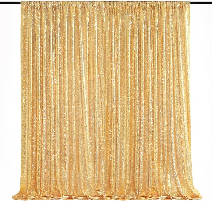 8ft x 8ft Gold Sequin Backdrop Curtain Glitter Photo Booth Backdrop | Sparkly by QueenDream