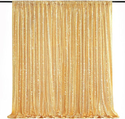 8ft x 8ft Gold Sequin Backdrop Curtain Glitter Photo Booth Backdrop | Sparkly by QueenDream