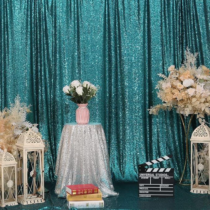 Eternal Beauty Teal 3mm Sequin Backdrop 20x10 Ft - Image 3