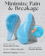 Lily England Detangler Hair Brush for Curly, Thick, Straight & Natural Hair - Gentle Detangling Brush for Women, Kids & Toddlers with Flexible Bristles - Smooth Hairbrush for Wet & Dry Hair, Sky-Blue