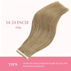 GOO GOO Tape in Hair Extensions Human Hair, 7 Bronde, 20inch 100g 40pcs, Skin Weft Seamless Invisible, Silky Straight with Thick Ends, Remy Human Hair