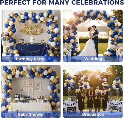 LovesTown 60PCS Dark Blue Gold Balloon Garland Kit, 12inch Arch Kit Confetti - Image 5