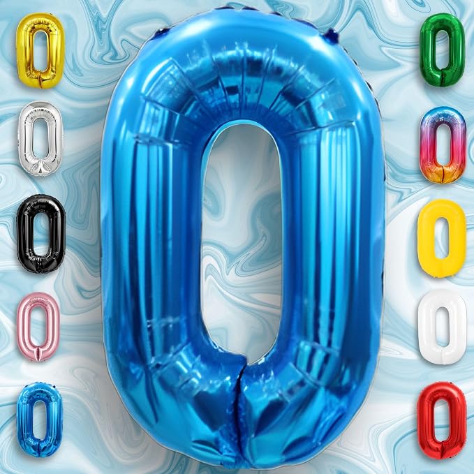 Blue Number Balloon 0 Mylar Foil Balloons 16 inch - Image 6