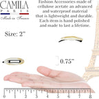 Camila Paris CP1994/2 French Hair Barrette Clip for Women, Handmade, Side Slide-in Metal-Free Closure Strong Hold Grip Hair Clips for Girls, No Slip Durable Styling Hair Accessories, Made in France