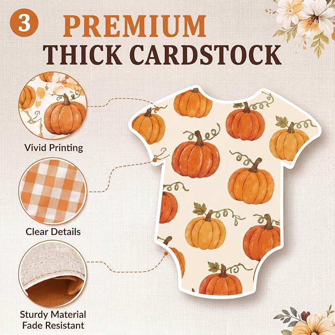 Frienda Baby in Bloom Paper Banner Baby Shower Fall Pumpkin Paper Bodysuit - Image 3