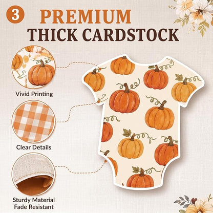 Frienda Baby in Bloom Paper Banner Baby Shower Fall Pumpkin Paper Bodysuit - Image 3
