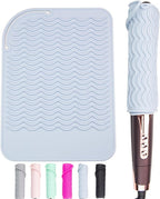 Heysam Heat-Resistant Silicone Mat/Non-Slip Vanity Pad for Hair Styling Tools-Hair Straighteners, Curling Irons and Flat Irons, Food-Grade Silicone, Suitable for Home, Travel, Salon Use, 9"x6.5"-Blue
