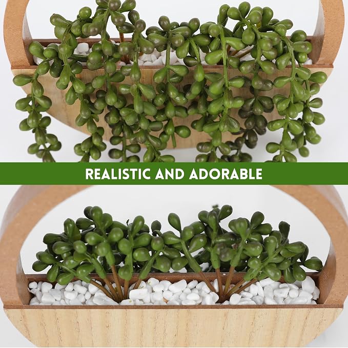 2pcs Artificial Succulents Hanging Plants 12.2'' Fake String of Pearls in Pot - Image 4