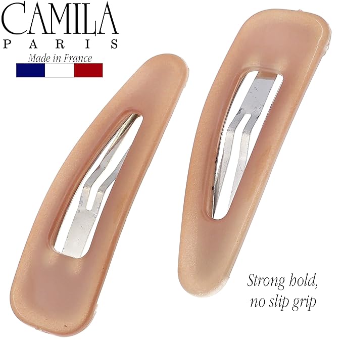 Camila Paris CP3090 French Hair Barrettes Clips, Snap Hair Slides Clic Clac for Women, Styling Girls Side Slide-in Metal Snap Pin Hair Accessories for Women. Strong Hold, No Slip Grip, Made in France