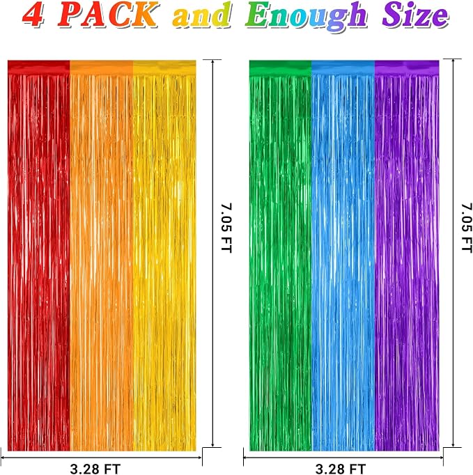 ZATAYE 4 Pack Rainbow Kindergarten Foil Curtain Streamer Decorations | Rainbow - Image 2