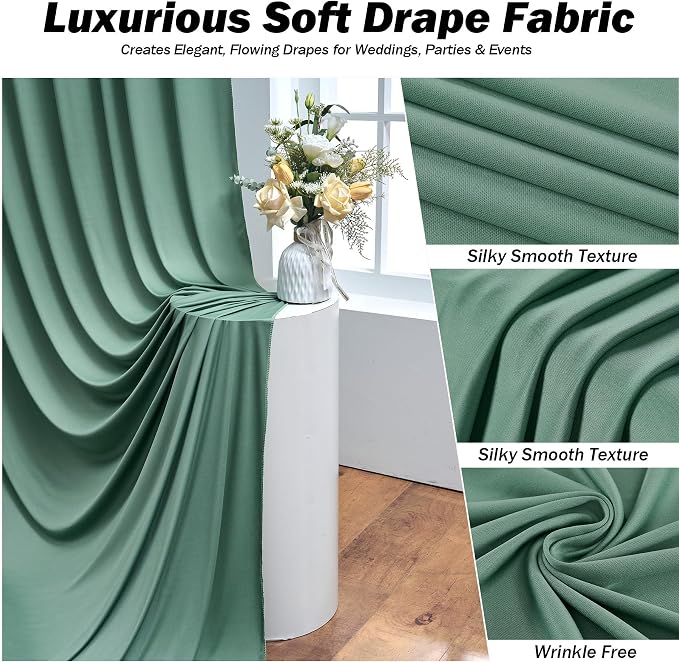 20x12 ft Sage Green Backdrop Curtains - Image 3