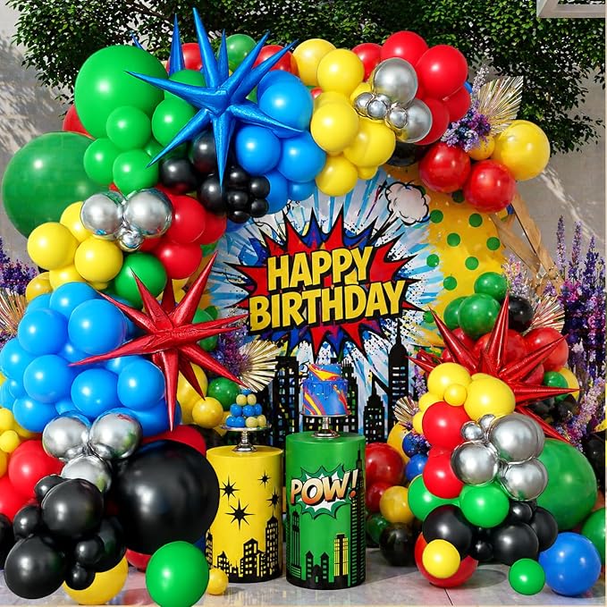137PCS Red Blue Yellow Green Black Balloon Arch Garland Kit | Colorful Latex - Image 6