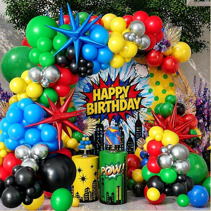 137PCS Red Blue Yellow Green Black Balloon Arch Garland Kit | Colorful Latex - Image 6