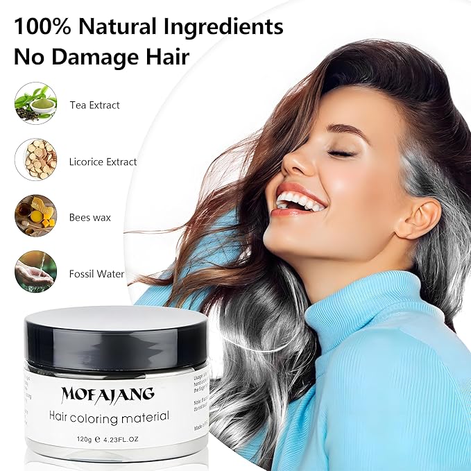 Red Temporary Hair Dye Wax Natural Instant Hair Color Wax Pomades 4.23 oz,Hair Styling Clay for Party, Cosplay, Halloween,Christmas