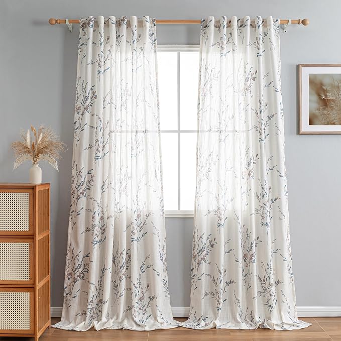 MYSKY HOME Sheer Floral Curtains - Image 2