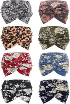 DRESHOW 8 Pack Headbands for Women Yoga Knotted Headbands Elastic Criss Cross Hair Accessories Sports Head Wrap Non Slip