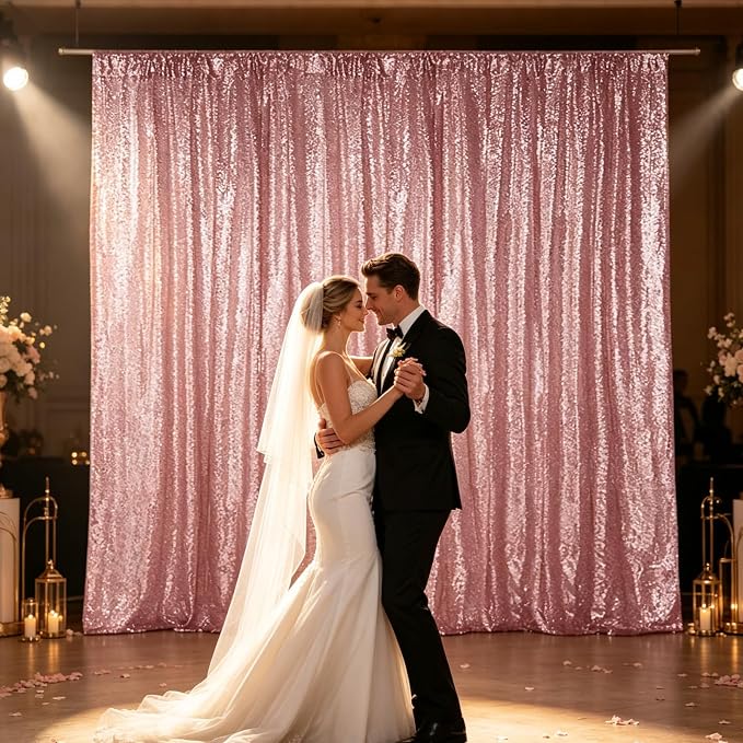 Hahuho Rose Gold Sequin Backdrop Curtain, Party Decoration（2 Panels, 2FT x 8FT - Image 5