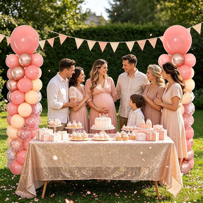Dusty Pink Rose Gold Balloon Column Stand Kit of 2, Balloon Tower | 102Pcs - Image 2