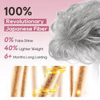 REECHO Hair Topper, Short Wiglet Hair Topper for Women with Thinning Large Coverage Synthetic Top Crown Hairpiece for Women - Silver Mist