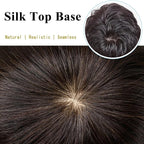 Short Human Hair Topper for Women with Hairloss,Invisible Clip in Texture Wavy Topper Hairpiece with Large Mesh 6.3x7 Ins and Silk Top Base Natural Fluffy Wiglet Hairpiece Natural Black