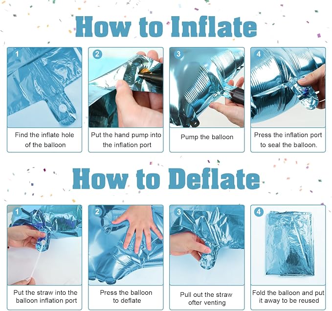 40 Inch 2nd 20th Birthday Number Balloon, Baby Blue Foil Giant Self Inflating - Image 3