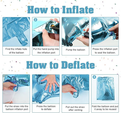 40 Inch 2nd 20th Birthday Number Balloon, Baby Blue Foil Giant Self Inflating - Image 3