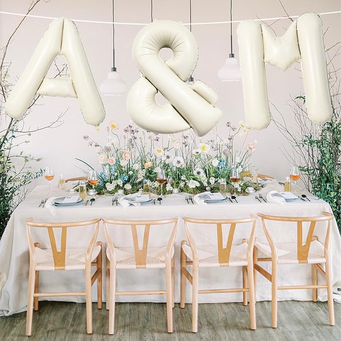40 Inch Cream Giant Custom Alphabet & Foil Name Balloons - Image 4